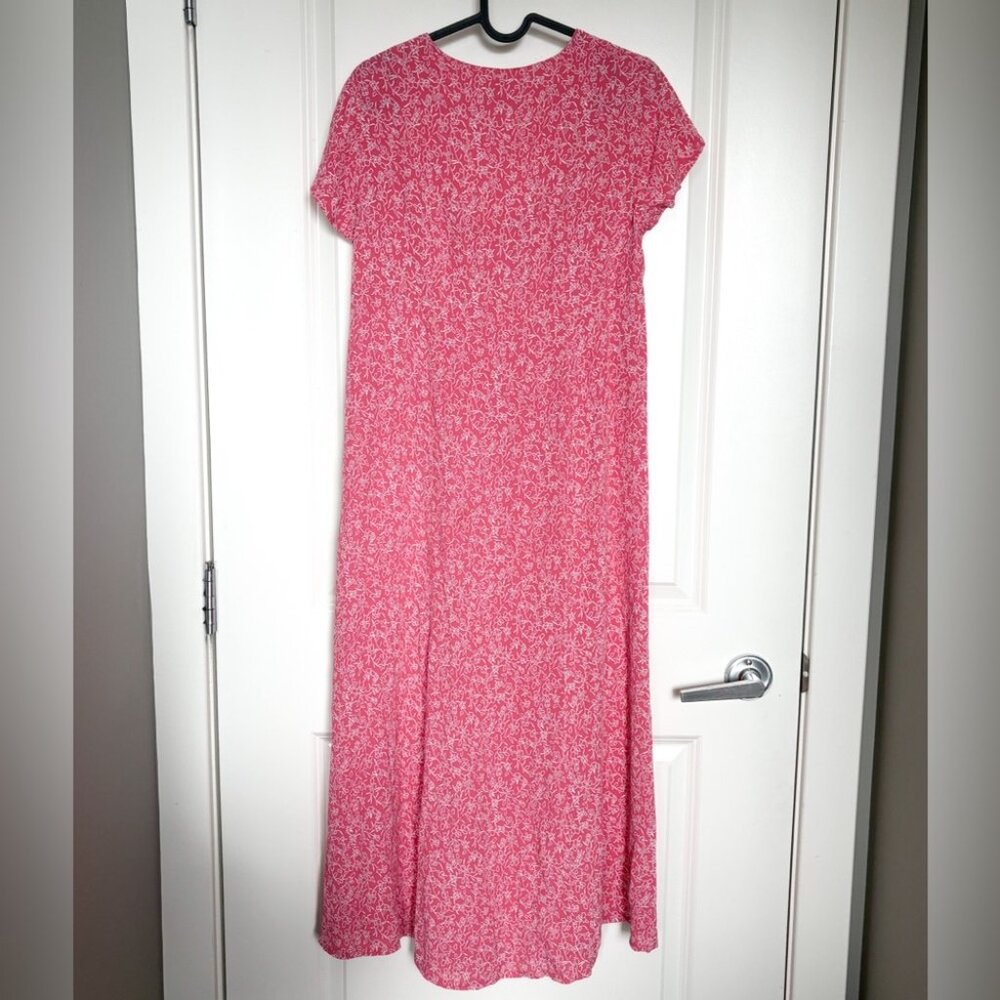 April Cornell Vintage Pink Floral Button Front Midi Dress XS Cottagecore - Picture 3 of 6